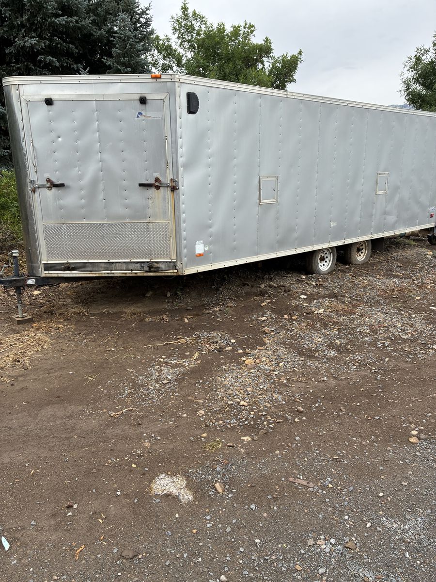 Pace  Enclosed snow mobile Trailer Tandem Axle V-Nose Silver