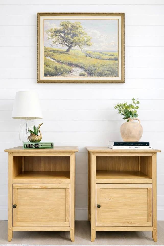 Set of 2 Modern Style Natural Nightstands | Modern End Side Tables | Modern Nightstands