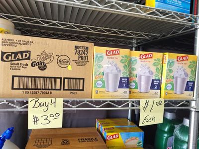 Glad 2Pk 4Gal Trash Bags & Clear Sandwich Bags 180ct