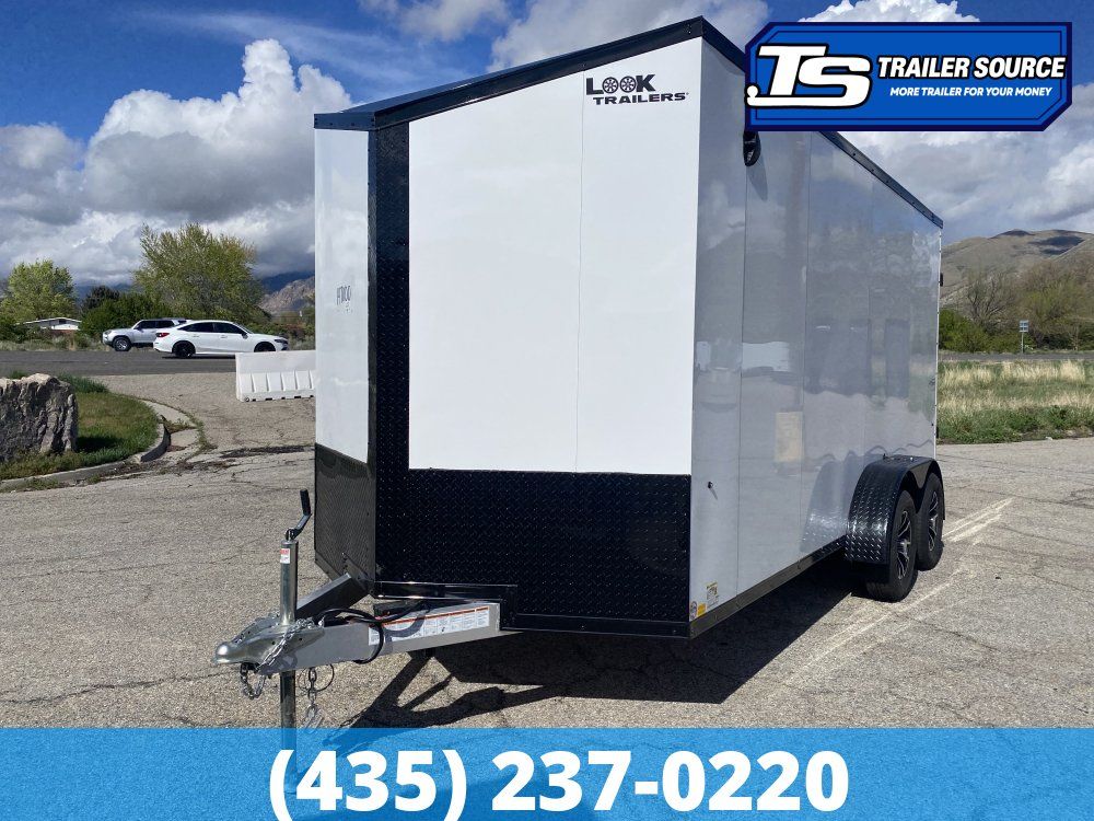 7x16 Look Vision Aluminum Enclosed Car Hauler Trailer - 7'6" Interior - 7K GVWR - Alloy Wheels, Black Out Package
