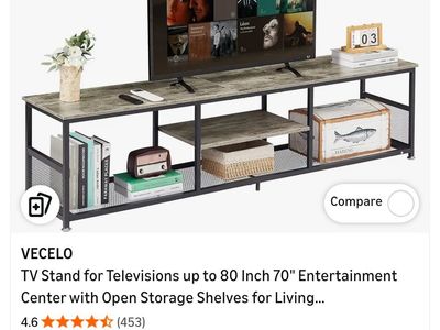 70in low tv table with storage shelves
