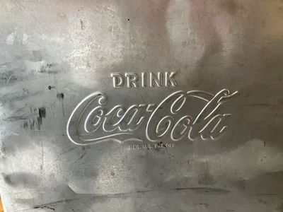 Vintage Coca-Cola Metal Cooler Box - Drink Coca-Cola Embossed, Silver Tone, Drain Spout