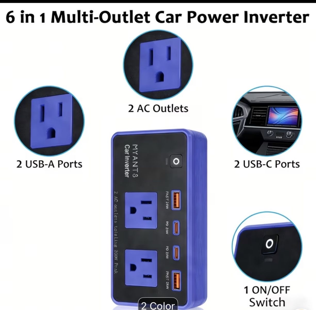 200w car power inverter car plug adapter