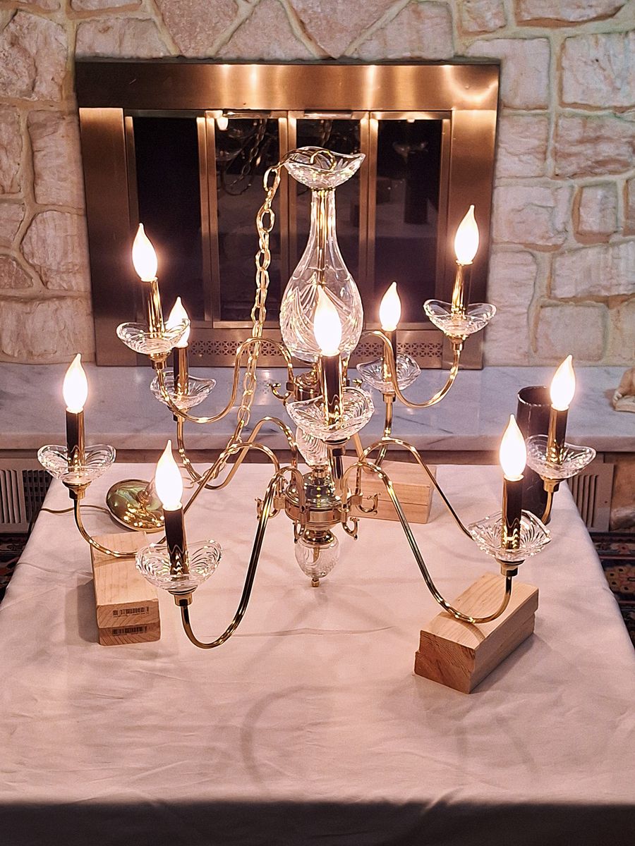 Designer European-style 9-Light Solid Brass and Cut Crystal Chandelier