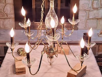 Designer European-style 9-Light Solid Brass and Cut Crystal Chandelier