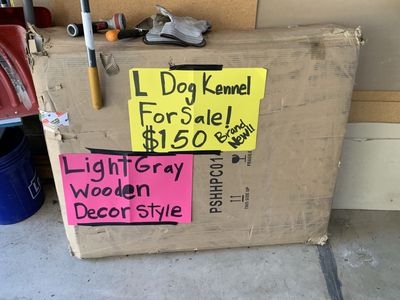Large Light Gray Wooden Decor Style Dog Kennel - Brand New in Box
