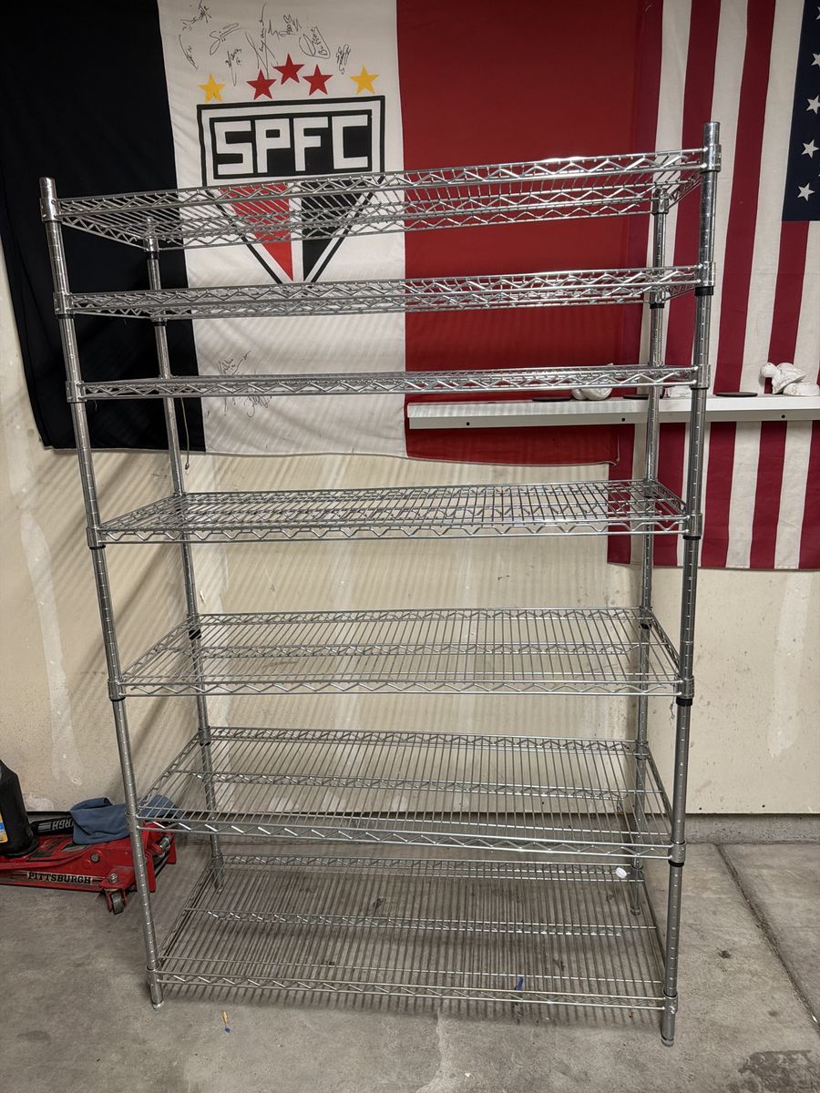 Chrome Wire Shelving Unit - 6-Tier Adjustable Metal Storage Rack