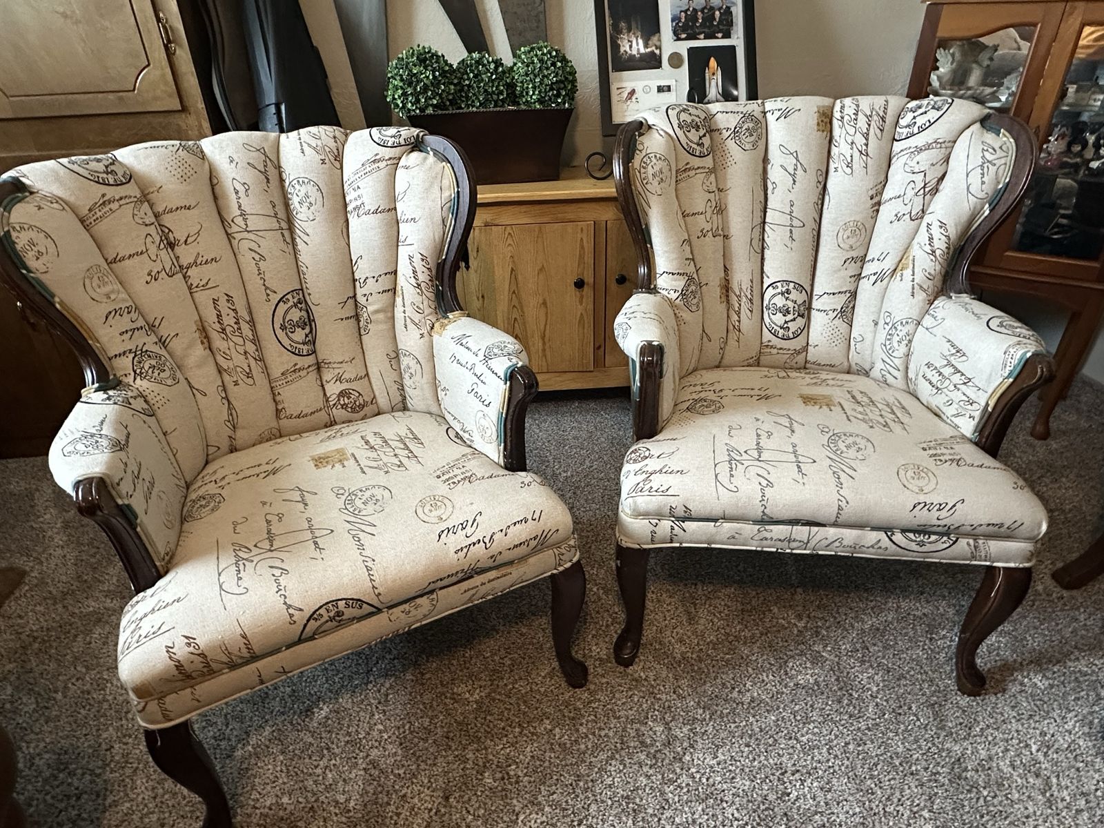 Queen Anne Wingback Chairs