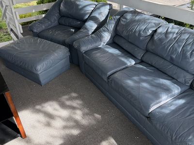 Blue Leather Couch