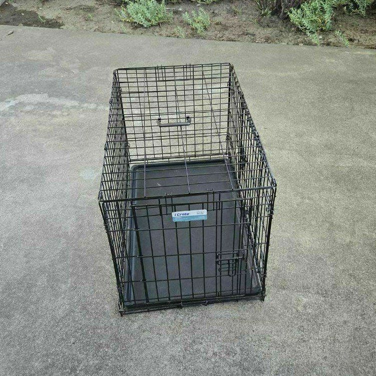 Medium Midwest iCrate 30" Metal Dog Cat Kennel Crate Cage Folds 2 Doors Pet Bed