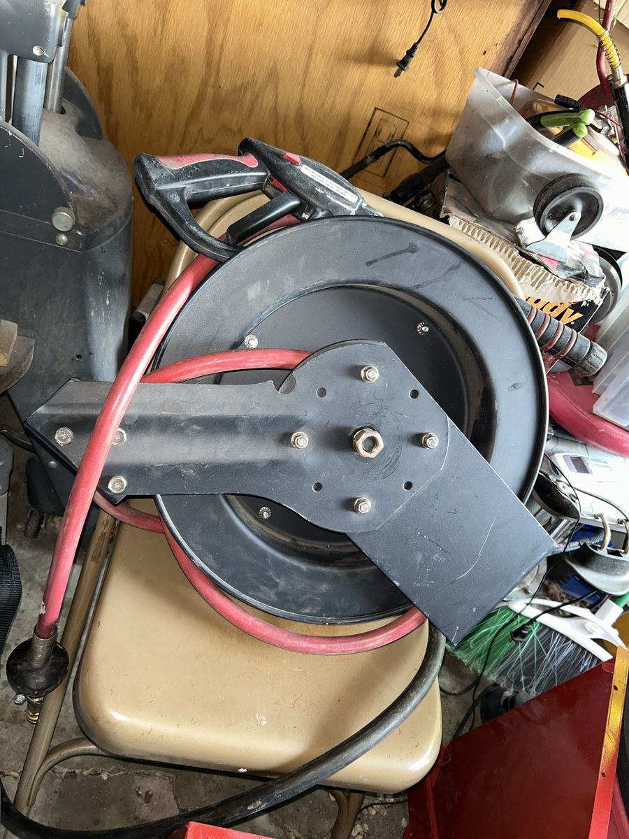 Pressure Washer Hose Reel with Red Hose - Durable Metal Mount