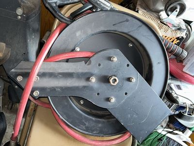 Pressure Washer Hose Reel with Red Hose - Durable Metal Mount