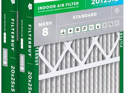 Filterbuy 20x25x5 Air Filter MERV 8 Essential Dust & Allergy Defense (2-Pack)