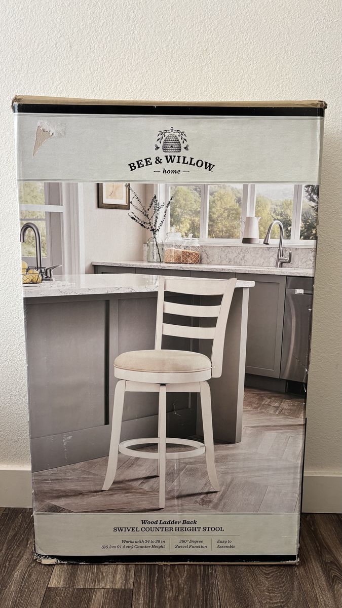 White Swivel Counter Height Stool (Box unopened)