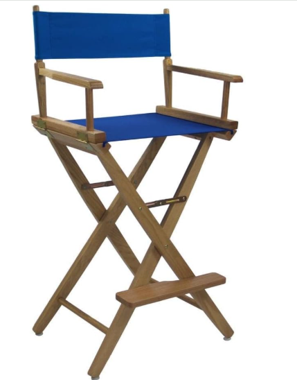 American Trails Extra-Wide Premium 30" Director's Chair Black Frame with Royal Blue Canvas, Bar Height