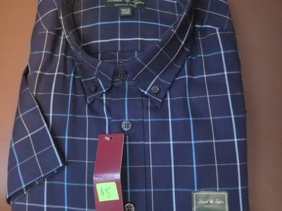 David Taylor Men's XLT Wrinkle Resistant Short Sleeve Plaid Shirt - Big & Tall, New with Tag