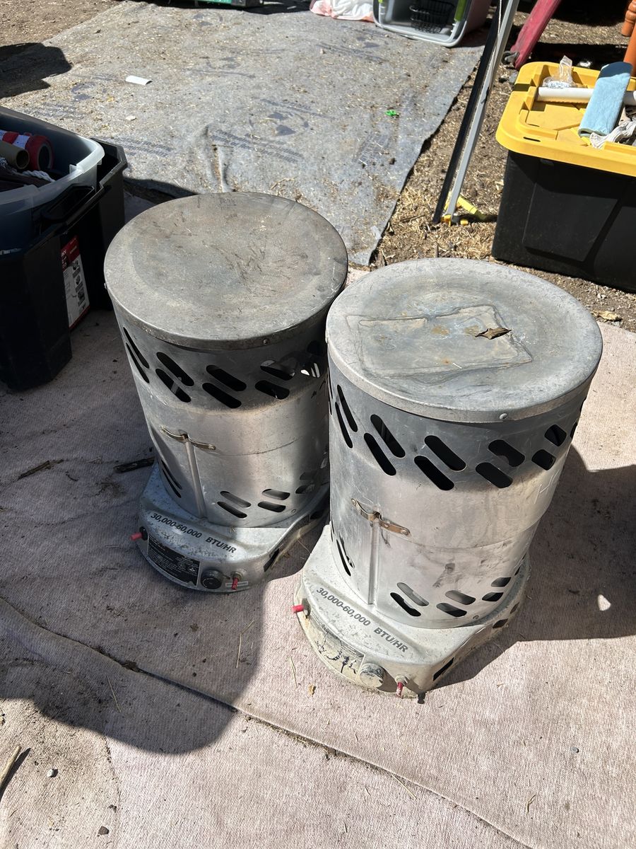 Lot of 2 Portable Forced Air Heaters 30,000-60,000 BTU/HR