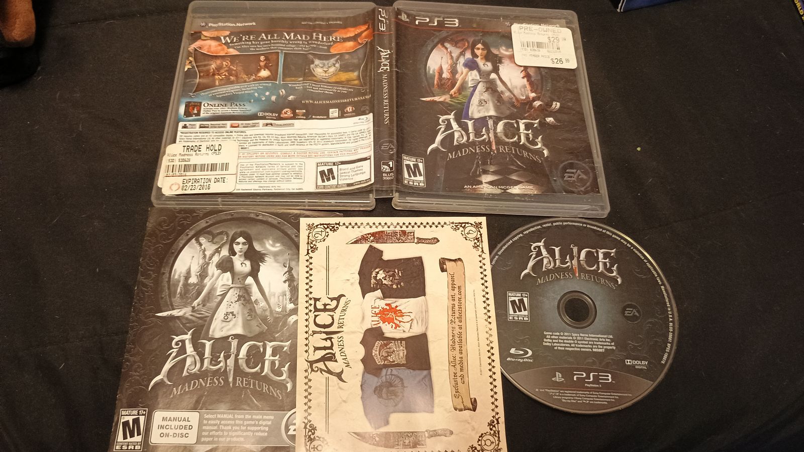 PS3 Alice: Madness Returns CIB Case Disc & Inserts 2011