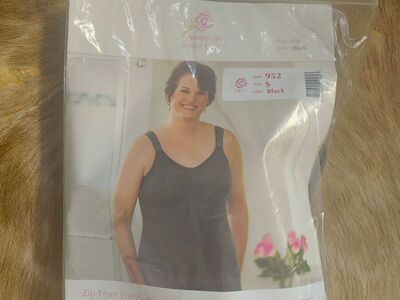 ***American Breast Care Zip-Front Post-Surgical Camisole, #952, Small, Black***