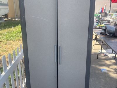 Gray 2-Door Freestanding Storage Cabinet - Used for Garage, Patio, or Indoor Organization