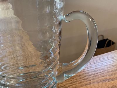 New -Blown Glass Pitcher, Ripple Pattern