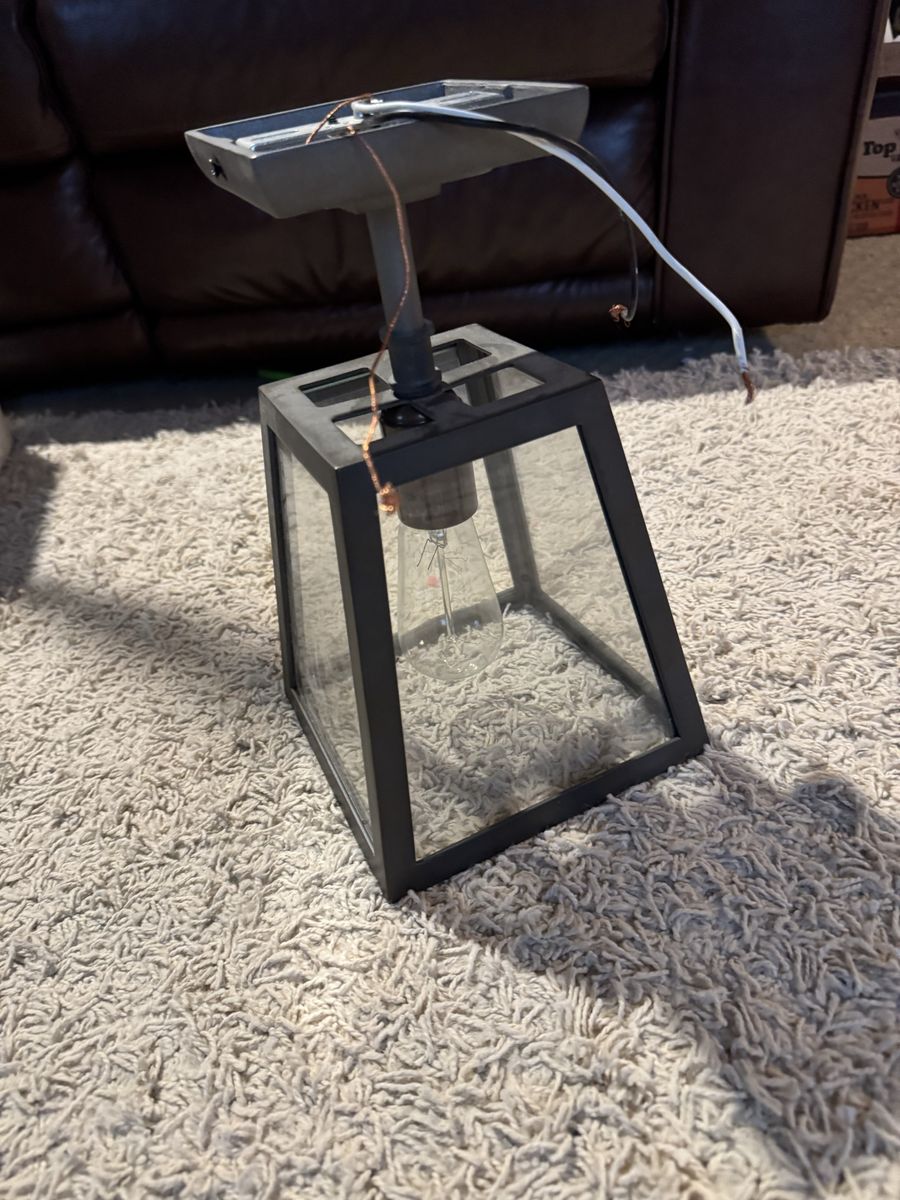 Pottery Barn Outdoor Wall Sconce Lantern Light Fixture - Black Metal & Glass, Damp Location Rated