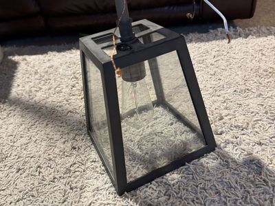 Pottery Barn Outdoor Wall Sconce Lantern Light Fixture - Black Metal & Glass, Damp Location Rated