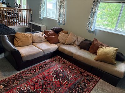 Couch and lots of pillows