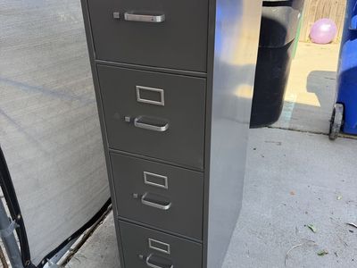 Gray 4-Drawer Metal Filing Cabinet - Office Storage Solution