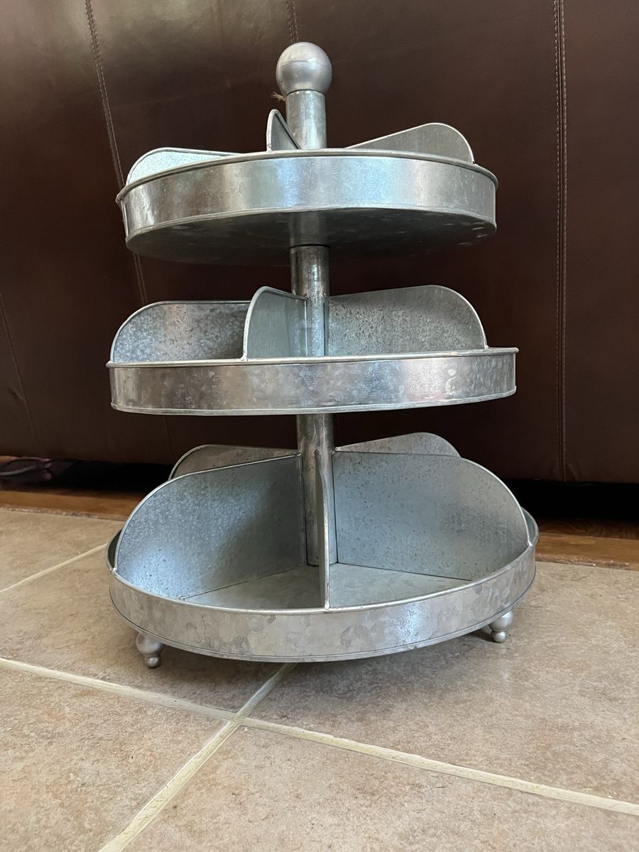 Tall big metal spinning organizer 24” tall 17” W