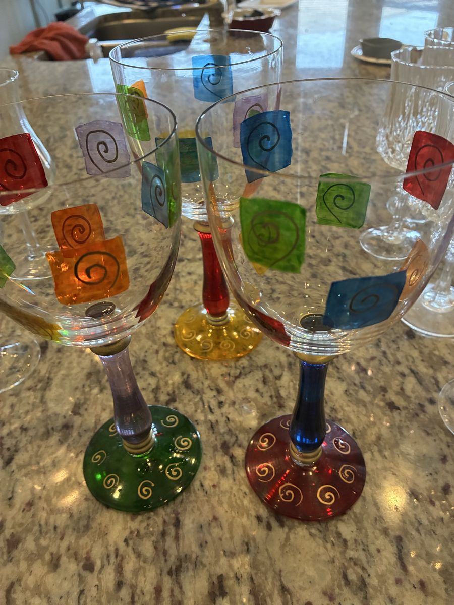 Assorted Decorative Wine Glasses, Champagne Flutes, Margarita Glasses - 23 Piece Set