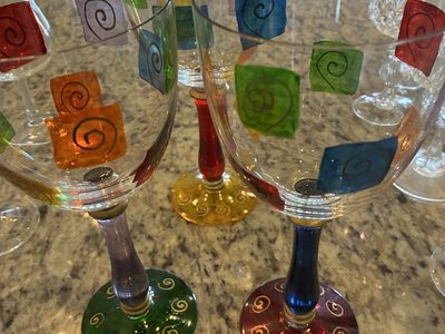 Assorted Decorative Wine Glasses, Champagne Flutes, Margarita Glasses - 23 Piece Set