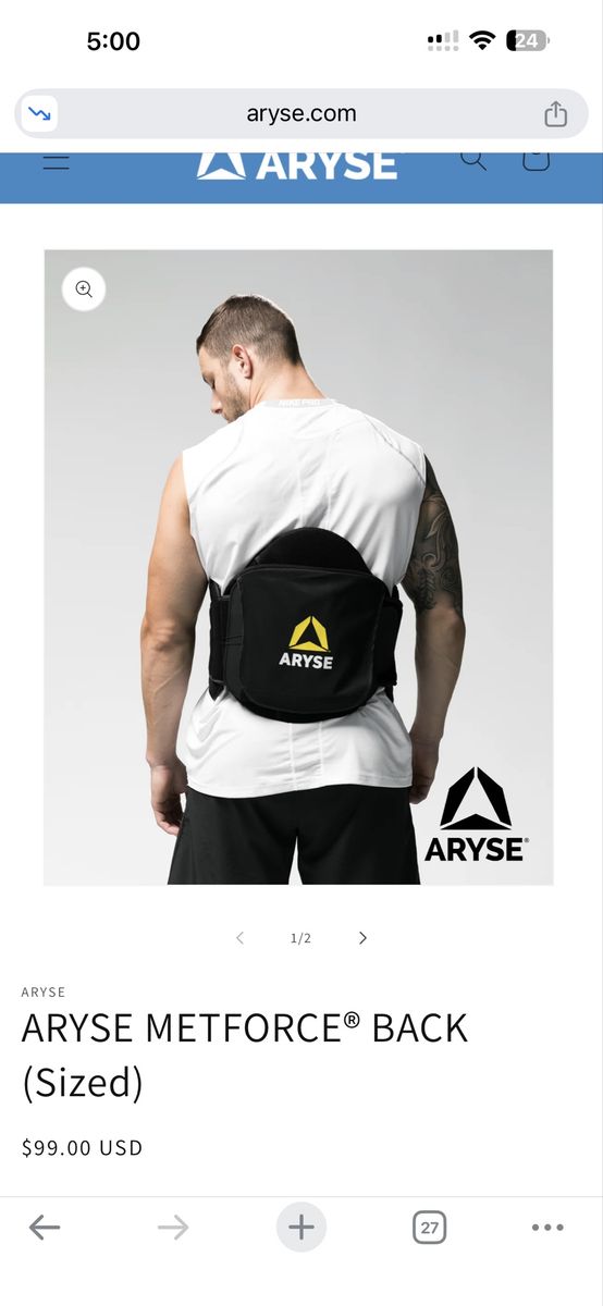 Aryse Metforce Backbrace 2X Size