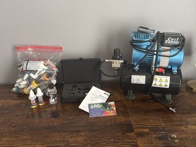 Master Airbrush Cool Runner Dual Fan Compressor Kit with Airbrush & Paints