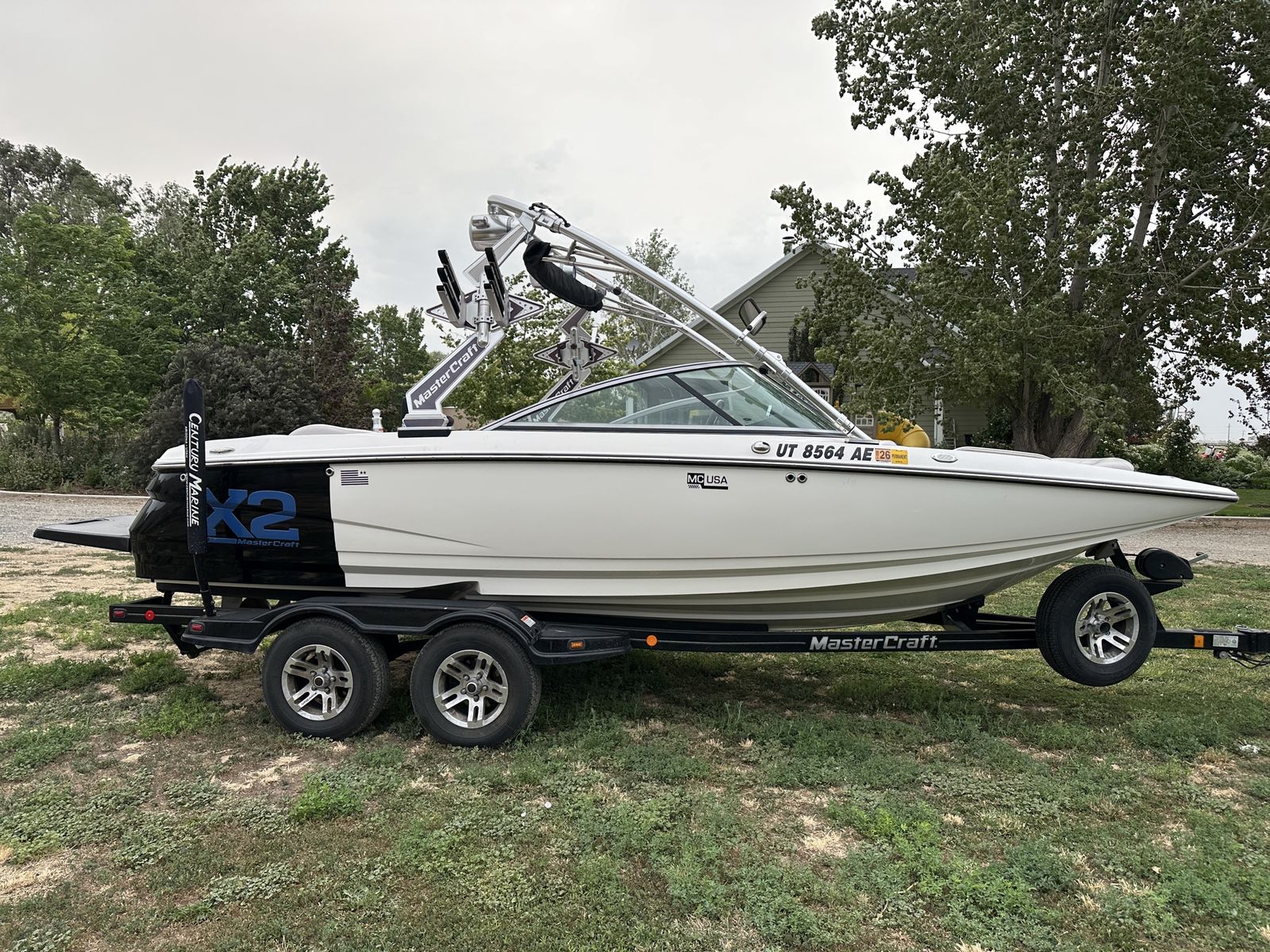 MasterCraft X2 Wakeboard Boat - White w/ Black Accents, Trailer Included