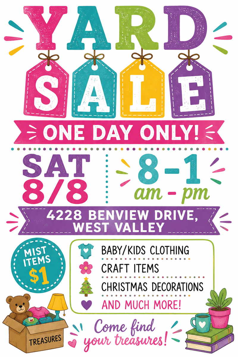 $1 YARD SALE HAPPENING NOW