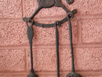 Vintage Cast Iron Rocking Horse Wall Hanging Kitchen Utensil Set