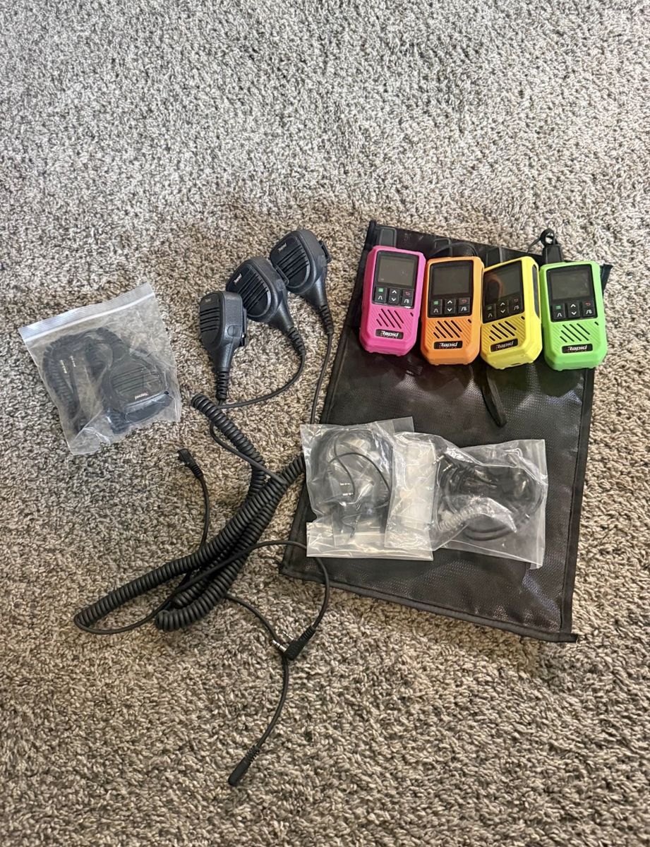 Rapid Multi-Color Walkie Talkies with Hand Mics and Accessories