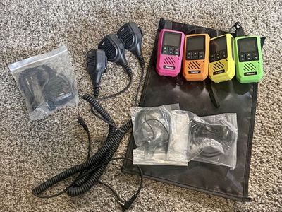 Rapid Multi-Color Walkie Talkies with Hand Mics and Accessories