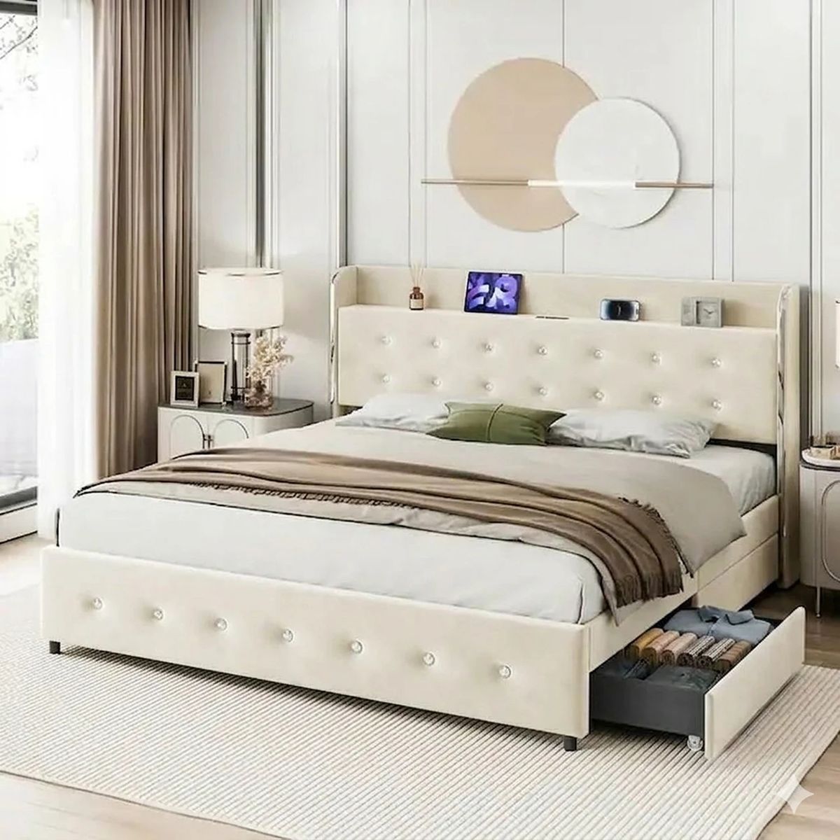 Upholstered Platform Bed Frame, Queen