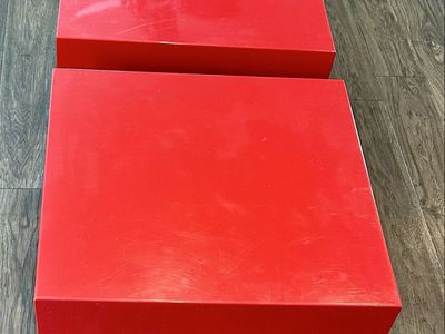 Set of side or end tables modern red metal