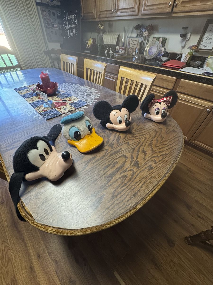 Vintage Disney Parks Mickey, Minnie, Donald, & Goofy Plush Character Hats - Lot of 4