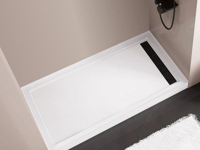 MORVANO 32 x 60 Shower Base with Right Drain and Removable Stainless Matte Black Cover
