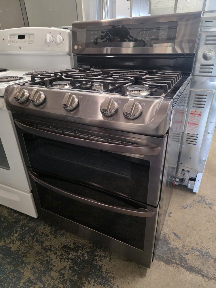 Lg black stainless double oven gas range