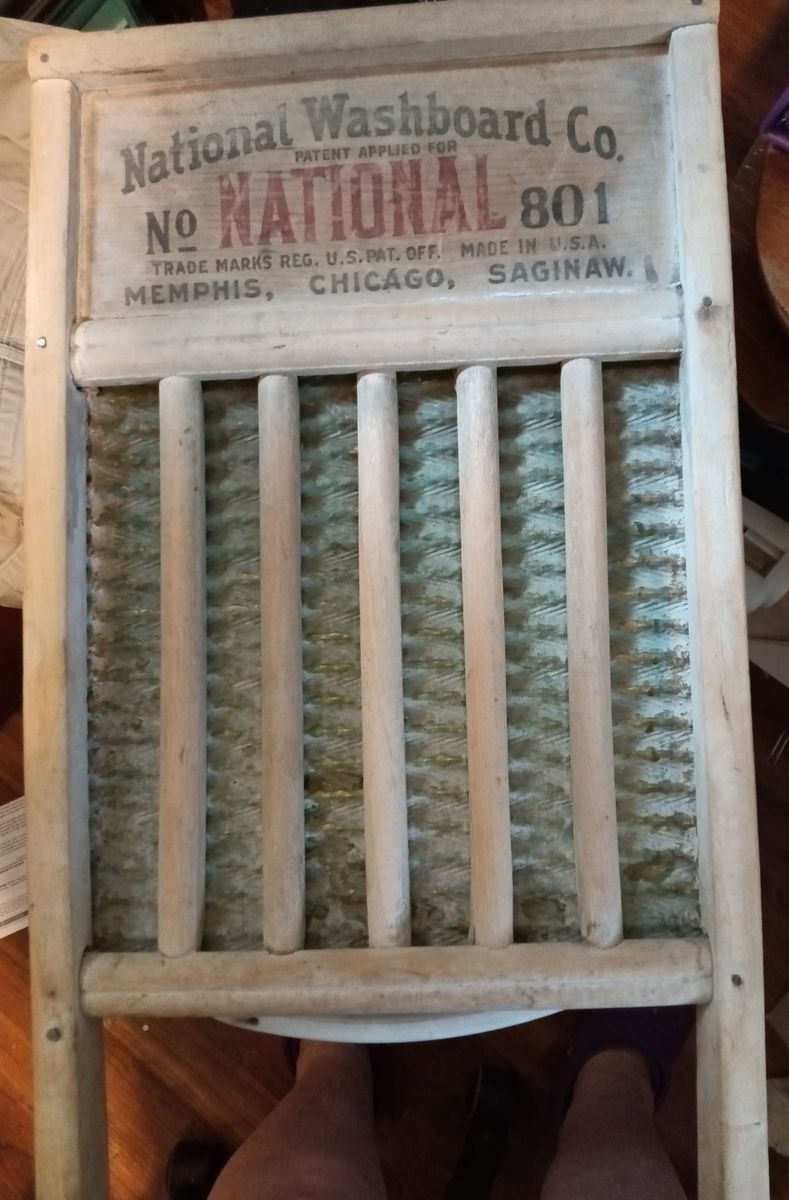 Vintage National Washboard Co. No. 801 Glass Washboard Wooden Frame