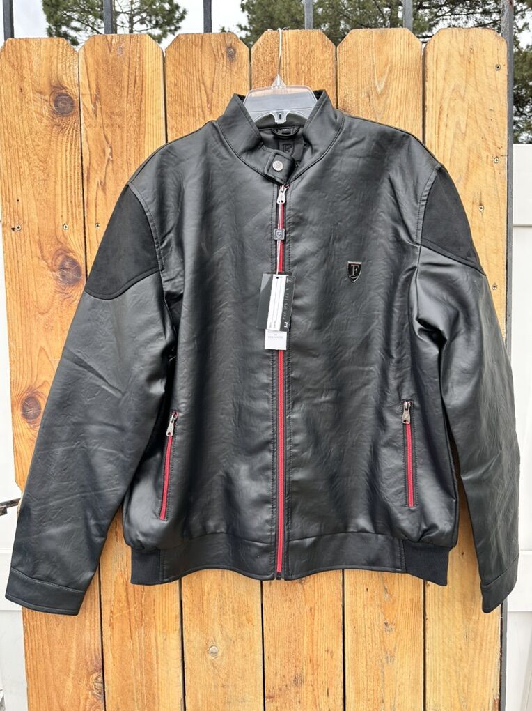 New Mens F Collection Vegan Leather Jacket