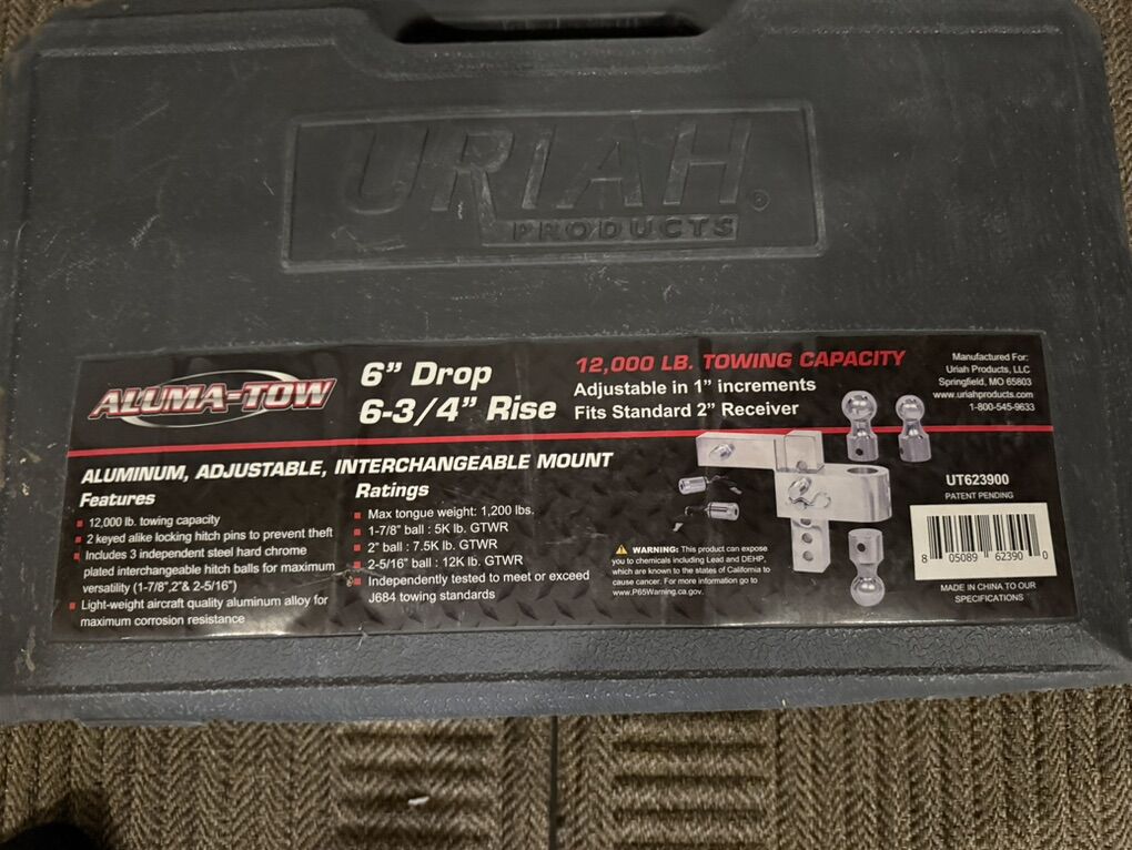 Uriah product- Aluma-Tow with 6” drop