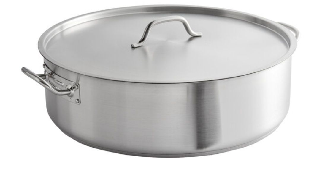 Vigor SS1 Series 30 qt. stainless steel aluminum-clad heavy-duty brazier pot with cover