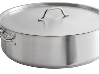 Vigor SS1 Series 30 qt. stainless steel aluminum-clad heavy-duty brazier pot with cover