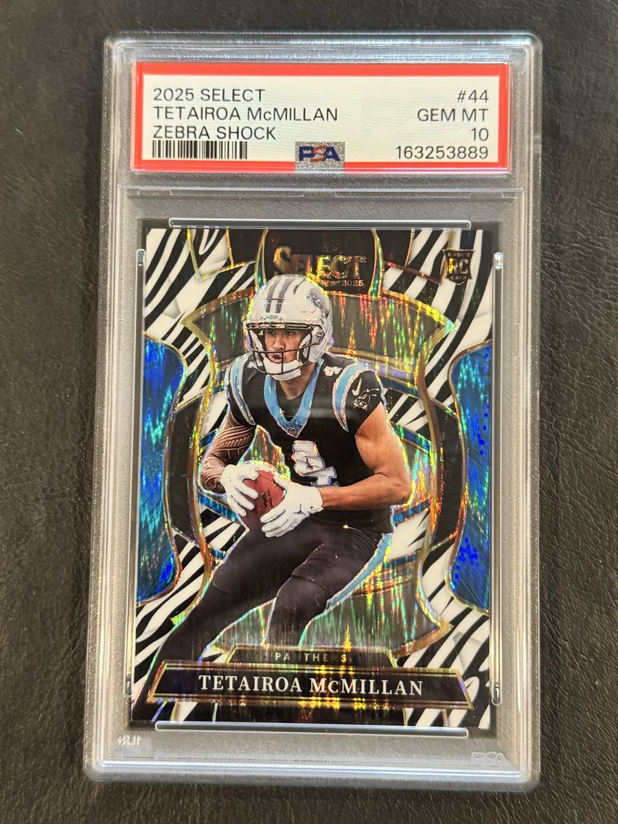 2025 Select Tetairoa McMillan Zebra Shock RC #44 PSA 10 Gem Mint